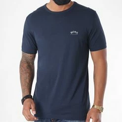 Meilleur prix 🌟 Tee 👚 Shirt Curved 50412363 Bleu Marine de BOSS 👏