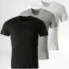 Budget 😉 Lot De 3 Tee 👚 Shirts Col V 50325389 Noir Blanc Gris Chiné de BOSS 😉