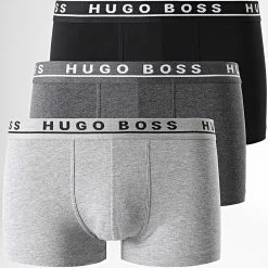 Coupon 👏 Lot De 3 Boxers 50325403 Noir Gris Chiné de BOSS 🔔
