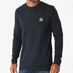 Meilleure vente 🔔 Tee 👚 Shirt Manches Longues 50462772 Bleu Marine de BOSS ✨