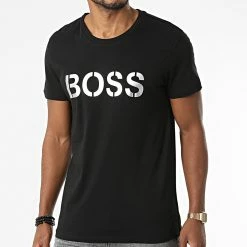 Le moins cher 😀 Tee 👕 Shirt RN Special 50442391 Noir Argenté de BOSS ⭐
