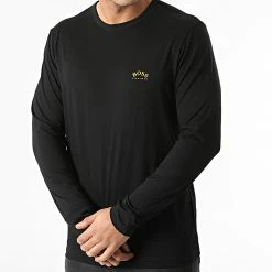 Grosses soldes ⭐ Tee 👚 Shirt Manches Longues 50436179 Noir de BOSS 💯