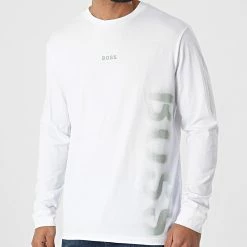 Promo ⭐ Tee 👕 Shirt A Manches Longues Tecargo 50465386 Blanc de BOSS 🤩