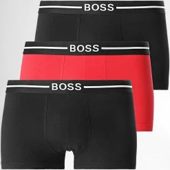 Tout neuf ⌛ Lot De 3 Boxers 50460261 Noir Rouge de BOSS 🥰