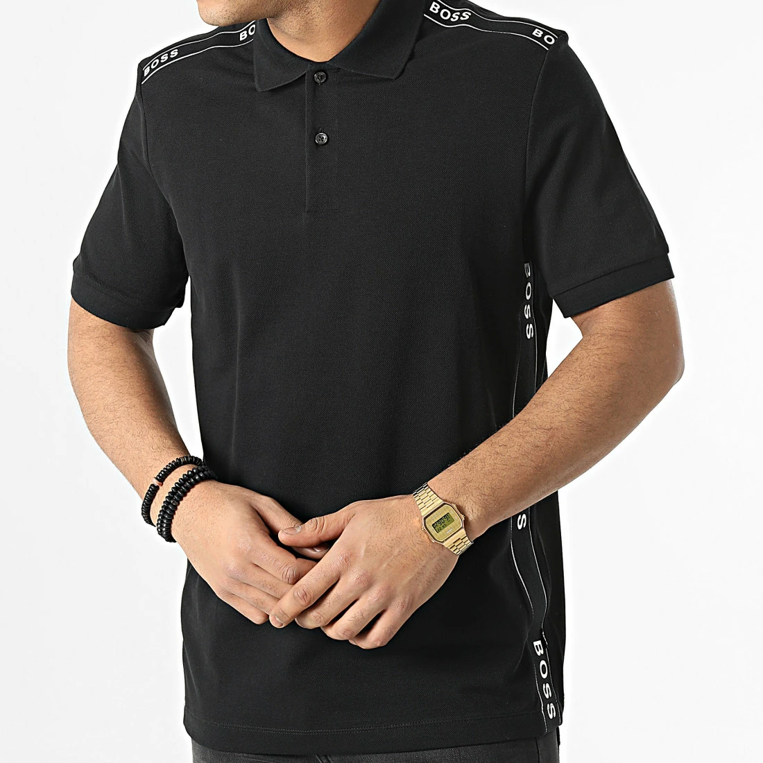 De gros 😀 Polo Manches Courtes A Bandes 50462400 Noir de BOSS ❤️ – Image 3