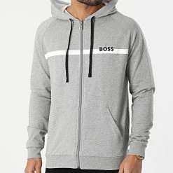Remise ⌛ Sweat Zippé Capuche 50465773 Gris Chiné de BOSS 🎉