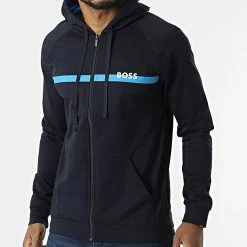 Meilleure vente 😉 Sweat Zippé Capuche 50465773 Bleu Marine de BOSS 🎉