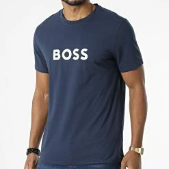 Grosses soldes 👏 Tee 👚 Shirt 50469289 Bleu Marine de BOSS 🎁