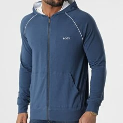 Grosses soldes 🛒 Veste Zippée Capuche 50469581 Bleu de BOSS ❤️