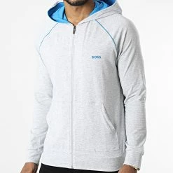 Le moins cher 😀 Veste Zippée Capuche 50469581 Gris Chiné de BOSS 🛒