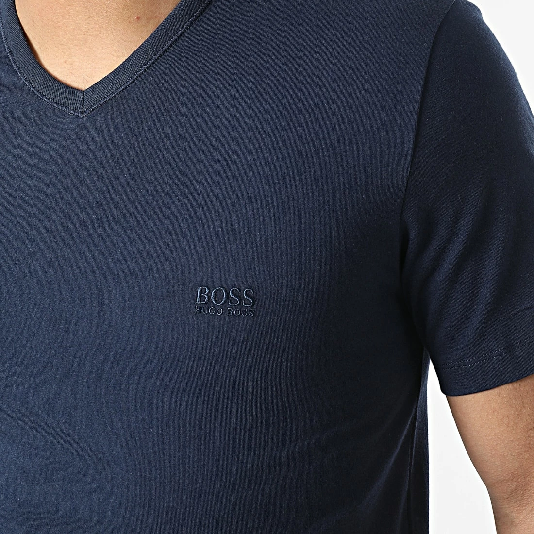 Tout neuf 🧨 Lot De 3 Tee 👕 Shirts Col V 50325389 Bleu Marine Noir Gris Anthracite Chiné de BOSS 🎉 – Image 5
