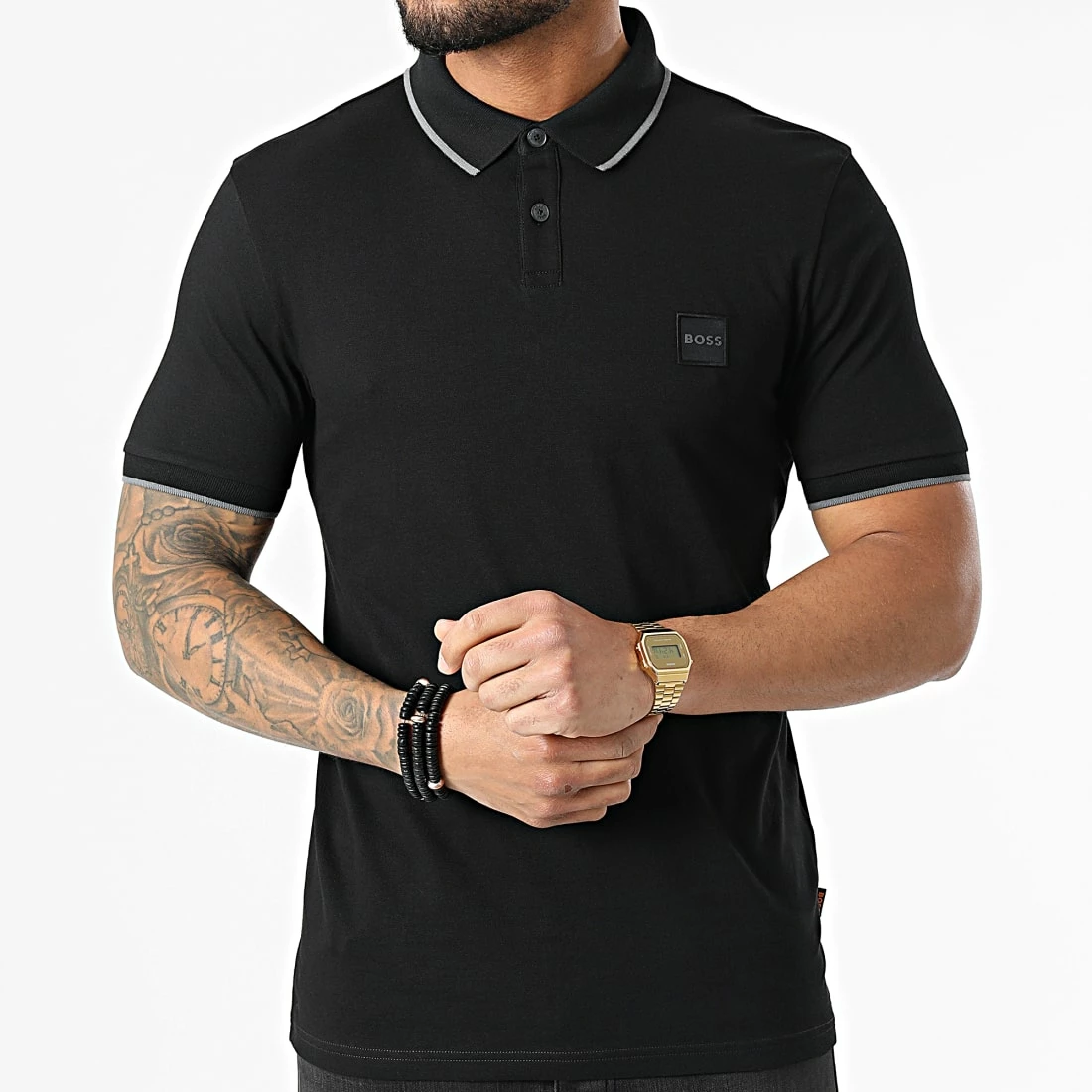 Bon marché 👍 Polo Manches Courtes 50472665 Noir de BOSS 💯 – Image 3