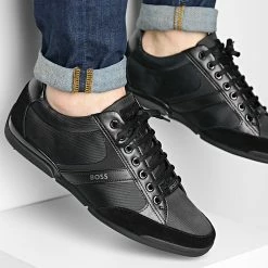 Nouveau ❤️ Baskets Saturn Low Profile 50471235 Black de BOSS 👍