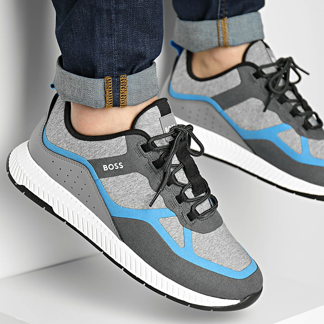 Coupon 🎉 Baskets Titanium Runner 50470597 Open Blue de BOSS ❤️