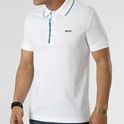 Sortie 🥰 Polo A Manches Courtes Paule 4 50469391 Blanc de BOSS ❤️