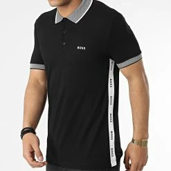 Acheter 🎁 Polo Manches Courtes A Bandes Paule 50466442 Noir de BOSS ❤️