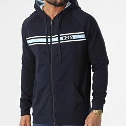 Offres 🌟 Veste Zippée Capuche Authentic 50473428 Bleu Marine de BOSS ✔️