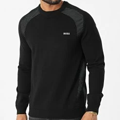 Remise 🌟 Sweat Crewneck Ramal 50471789 Noir de BOSS ✔️