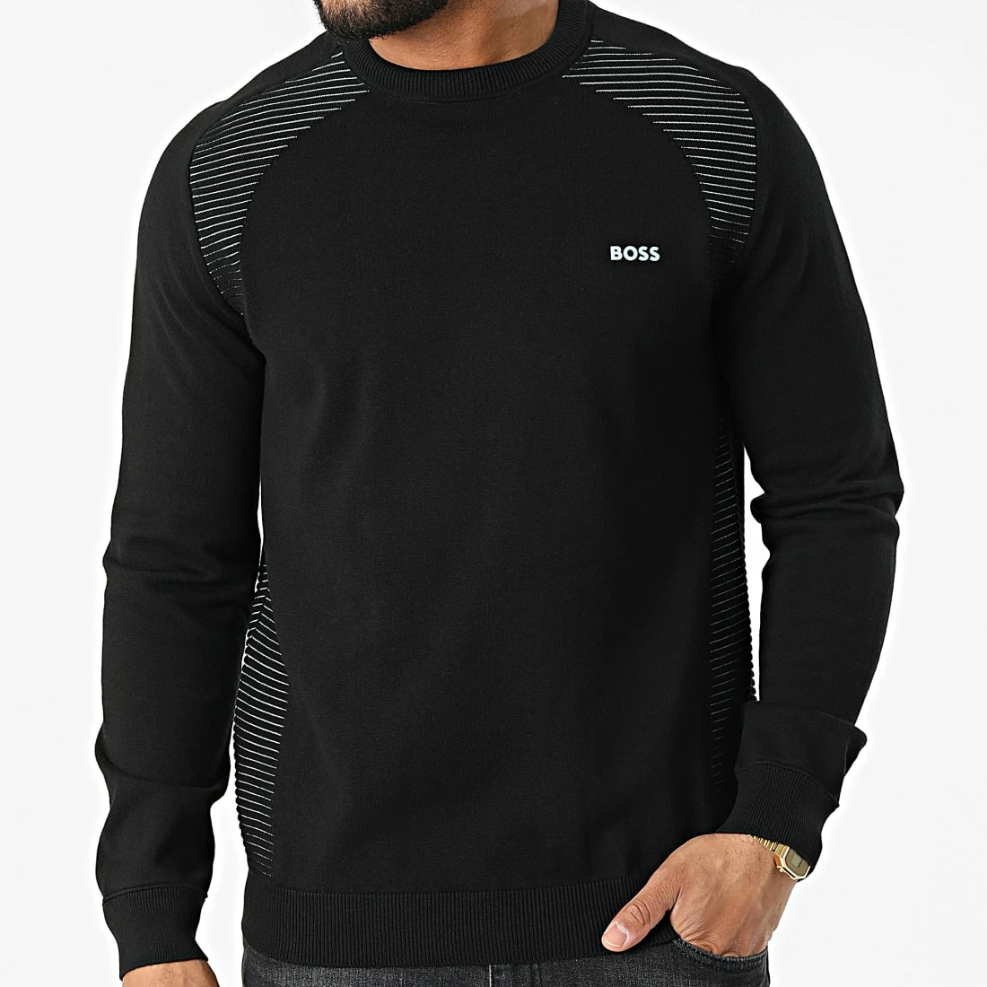 Remise 🌟 Sweat Crewneck Ramal 50471789 Noir de BOSS ✔️ – Image 3