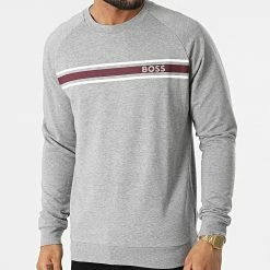 Sortie 🤩 Sweat Crewneck Authentic 50473032 Gris Chiné de BOSS 😍