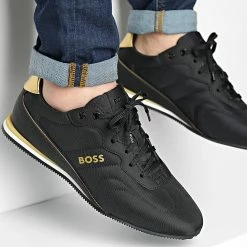 Grosses soldes 🛒 Baskets Rusham Low Profile 50474760 Black de BOSS ⭐