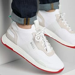 Offres 🌟 Baskets Titanium Runner 50470596 Open White de BOSS 😍