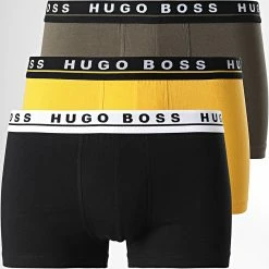 Vente flash 🔥 Lot De 3 Boxers 50458488 Noir Jaune Vert Kaki de BOSS 😉