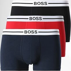 Vente flash 🎁 Lot De 3 Boxers 50460261 Noir Rouge Bleu Marine de BOSS ⌛