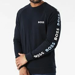 Top 10 👏 Sweat Crewneck Contem 50474909 Bleu Marine de BOSS 🎁