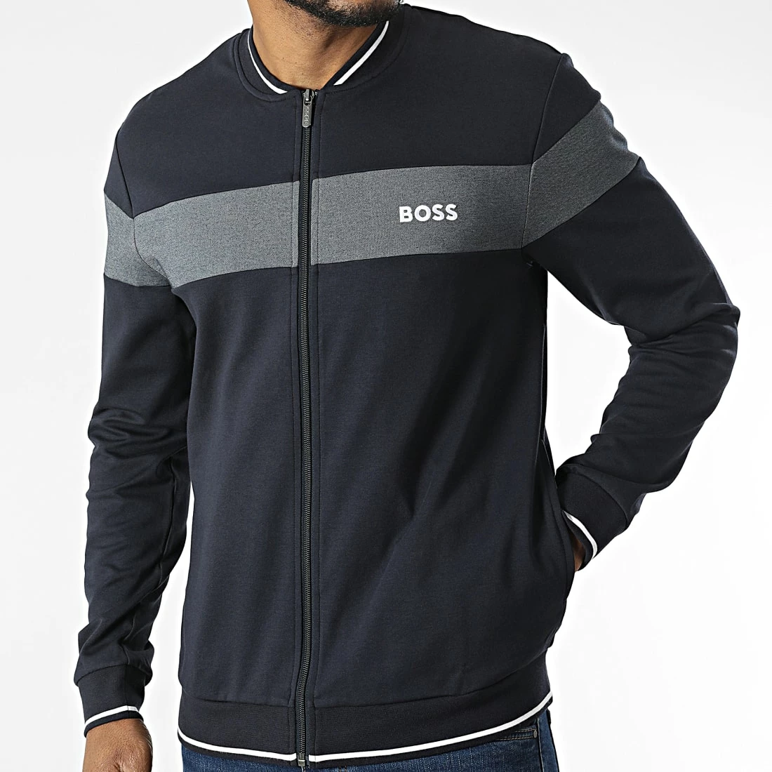 Le moins cher đ Veste Zippée 50474921 Bleu Marine de BOSS â€ïž â Image 3