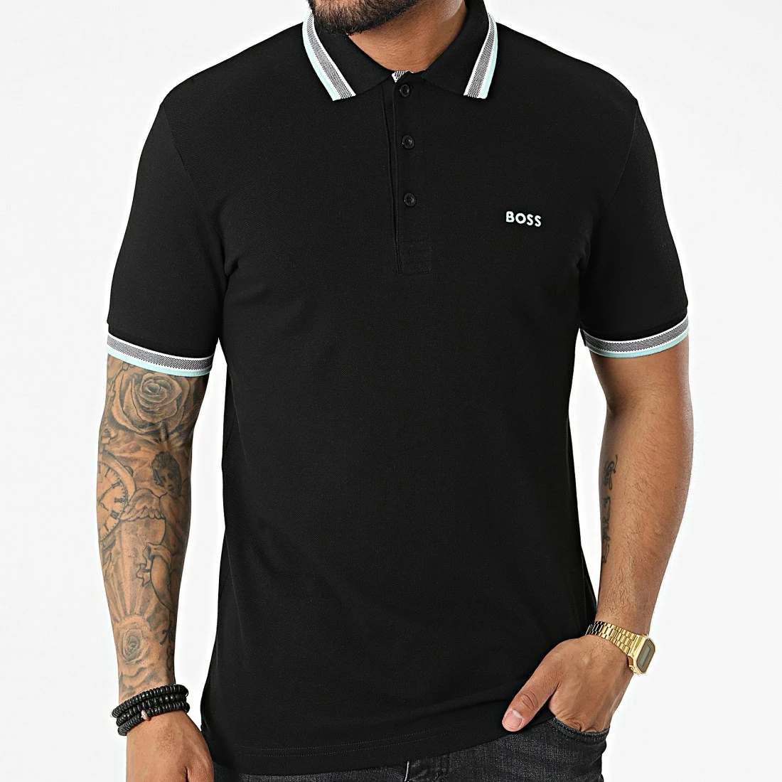 Promo 🎉 Polo Manches Courtes 50468983 Noir de BOSS 💯 – Image 3