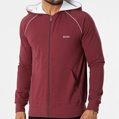 Remise 🥰 Sweat Zippé Capuche 50469581 Bordeaux de BOSS ⭐