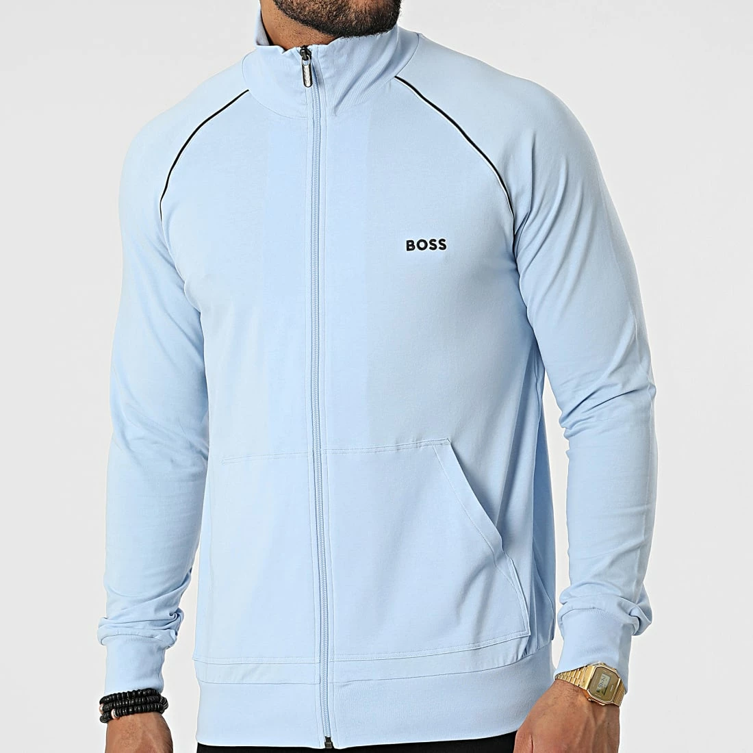 Sortie 👍 Veste Zippée 50469596 Bleu Ciel de BOSS 🧨