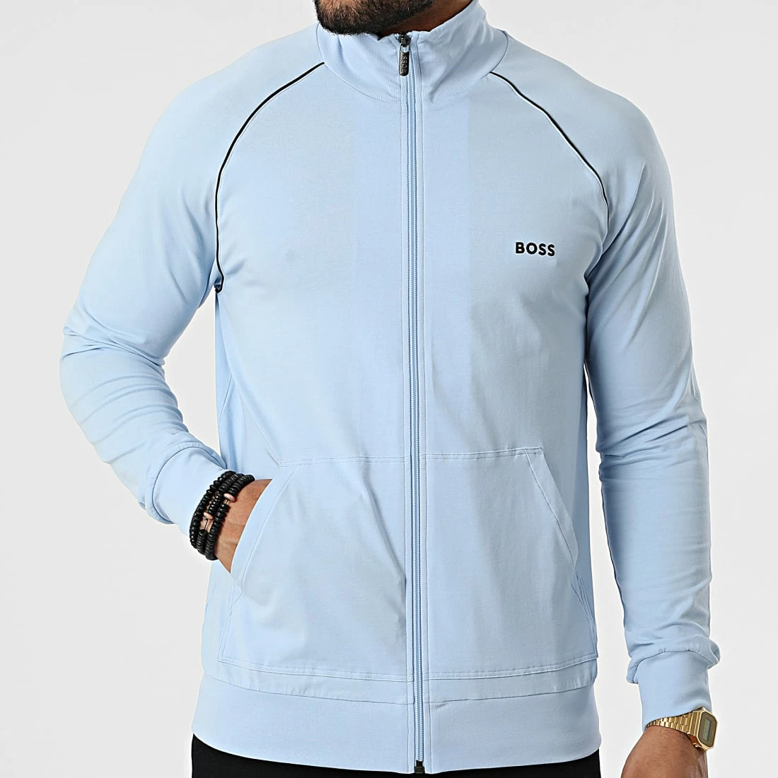 Sortie 👍 Veste Zippée 50469596 Bleu Ciel de BOSS 🧨 – Image 3