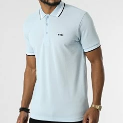 Remise 💯 Polo Manches Courtes 50468983 Bleu Ciel de BOSS 😉