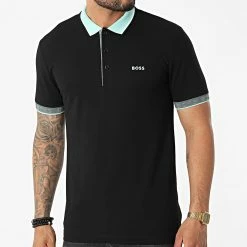 Tout neuf ✔️ Polo Manches Courtes 50471914 Noir Bleu Clair de BOSS 👍