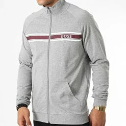 Grosses soldes 🧨 Veste Zippée Authentic 50473429 Gris Chiné de BOSS ⌛