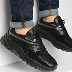 Acheter 🔥 Baskets Asher Runner Mix 50475450 Black de BOSS 🛒