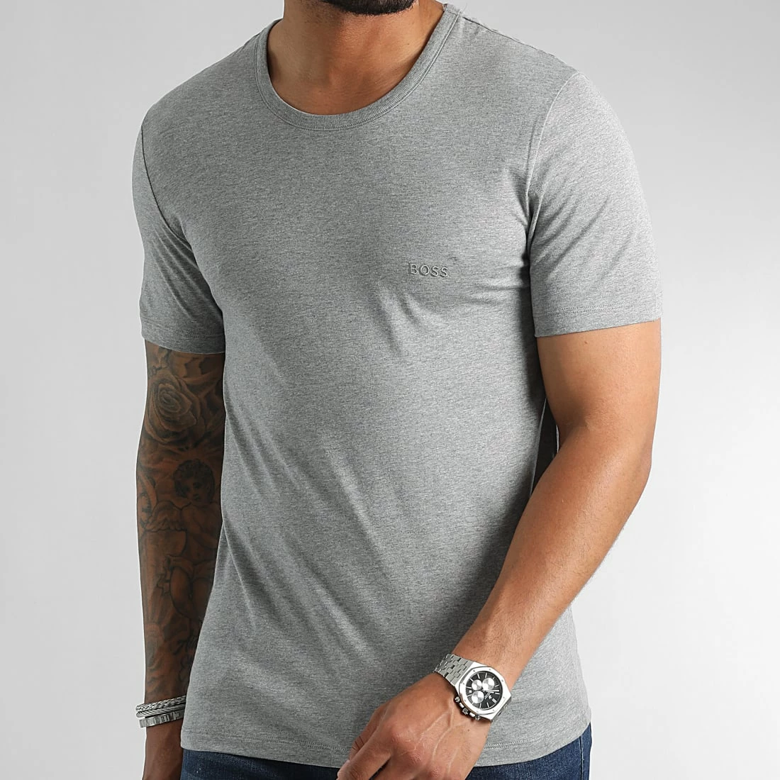 Coupon 🎁 Lot De 3 Tee 👚 Shirts Classic 50475284 Blanc Noir Gris Chiné de BOSS 😀 – Image 3