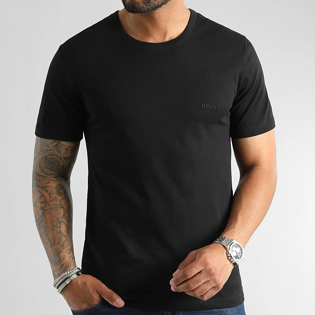 Coupon 🎁 Lot De 3 Tee 👚 Shirts Classic 50475284 Blanc Noir Gris Chiné de BOSS 😀 – Image 4