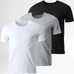 Coupon 🎁 Lot De 3 Tee 👚 Shirts Classic 50475284 Blanc Noir Gris Chiné de BOSS 😀