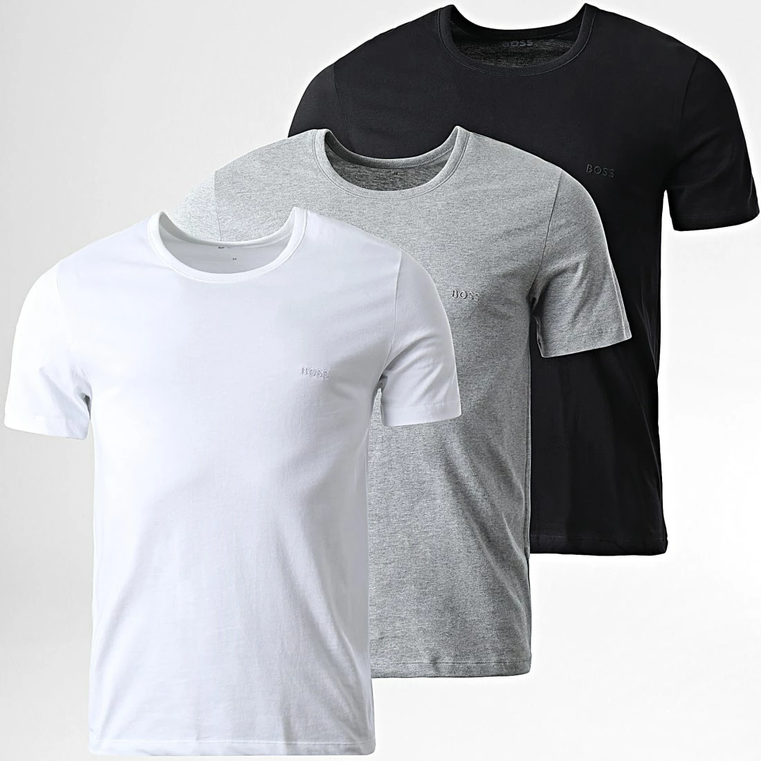 Coupon 🎁 Lot De 3 Tee 👚 Shirts Classic 50475284 Blanc Noir Gris Chiné de BOSS 😀