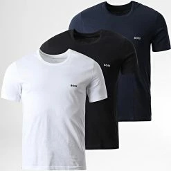 Meilleure affaire 🥰 Lot De 3 Tee 👚 Shirts Classic 50475284 Blanc Noir Bleu Marine de BOSS 🥰