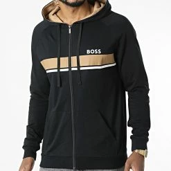 Sortie 🎉 Sweat Zippé Capuche 50480549 Noir de BOSS ❤️