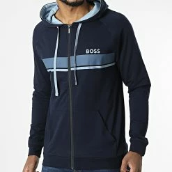 De gros 🛒 Sweat Zippé Capuche 50480549 Bleu de BOSS 🤩