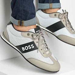 Nouveau 😀 Baskets Rusham Low Profile 50470180 Open Beige de BOSS ⭐