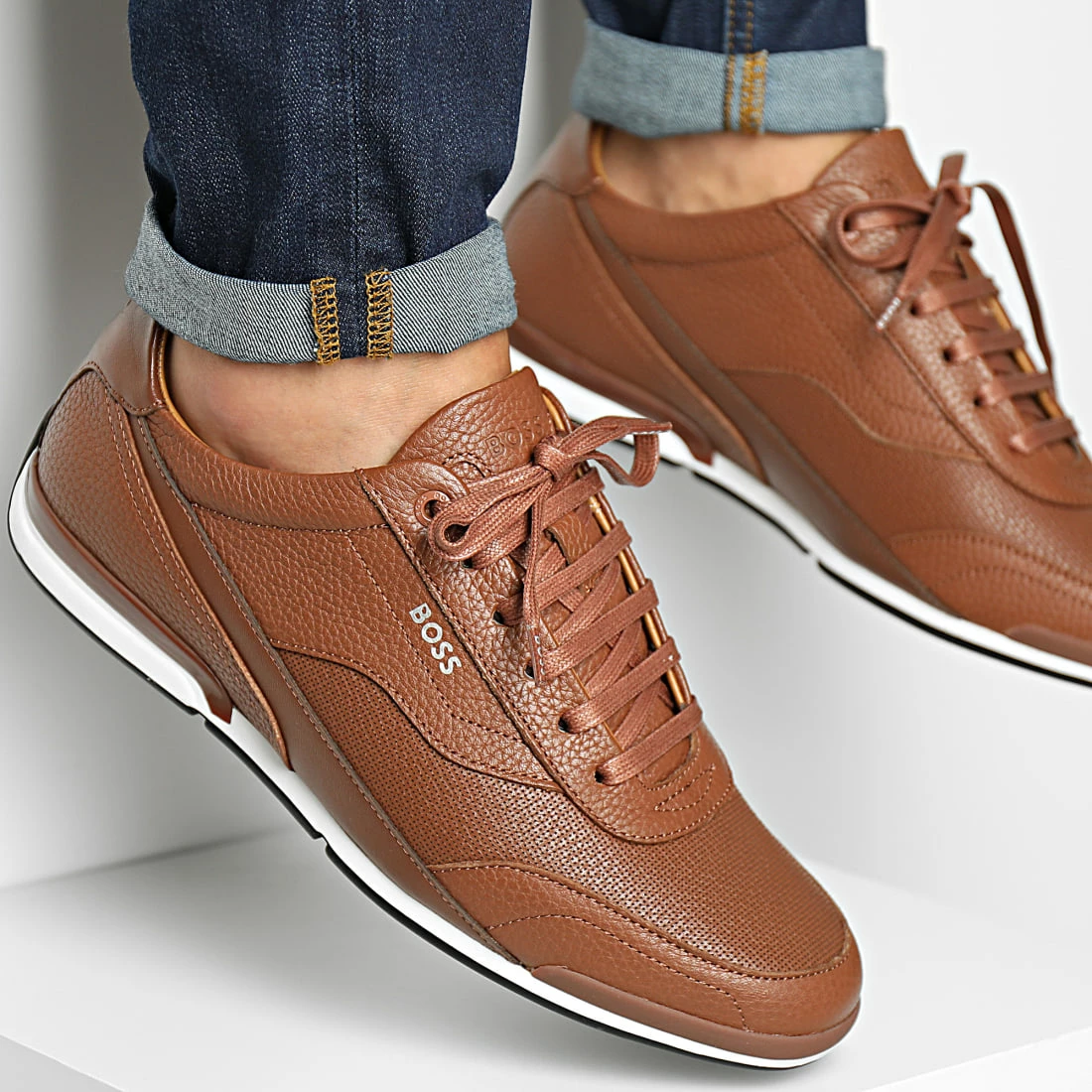 Acheter ✨ Baskets Saturn Low Profile 50470378 Medium Brown de BOSS 🤩