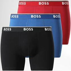Offres ✨ Lot De 3 Boxers 50475282 Bleu Rouge Noir de BOSS 🎉