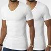 Offres ✔️ Lot De 2 Tee 👚 Shirts Col V 50475292 Blanc de BOSS 😍