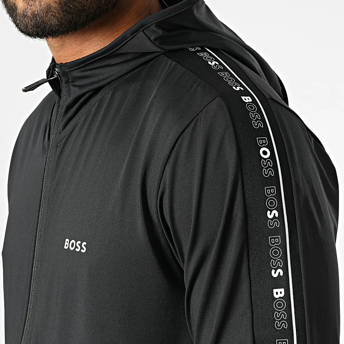 Meilleure affaire ⌛ Veste Zippée Capuche A Bandes Sicon Gym 50472367 Noir de BOSS 🥰 – Image 2